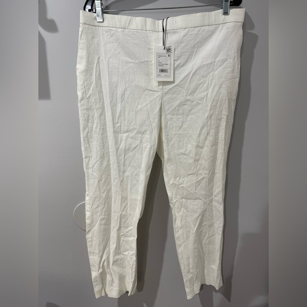 NWT‎ Theory sz 14 White Treeca pull-on eco crunch wash cropped pants $275
